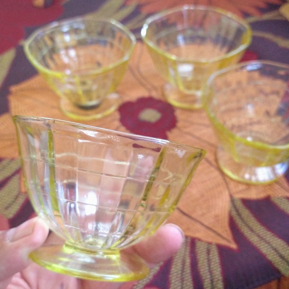 Anchor Hocking Block Optic Yellow Depression Glass